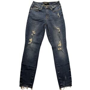 Judy Blue Jeans Women Size 5 Mid Rise Distressed Preppy Straight Skinny Stretch